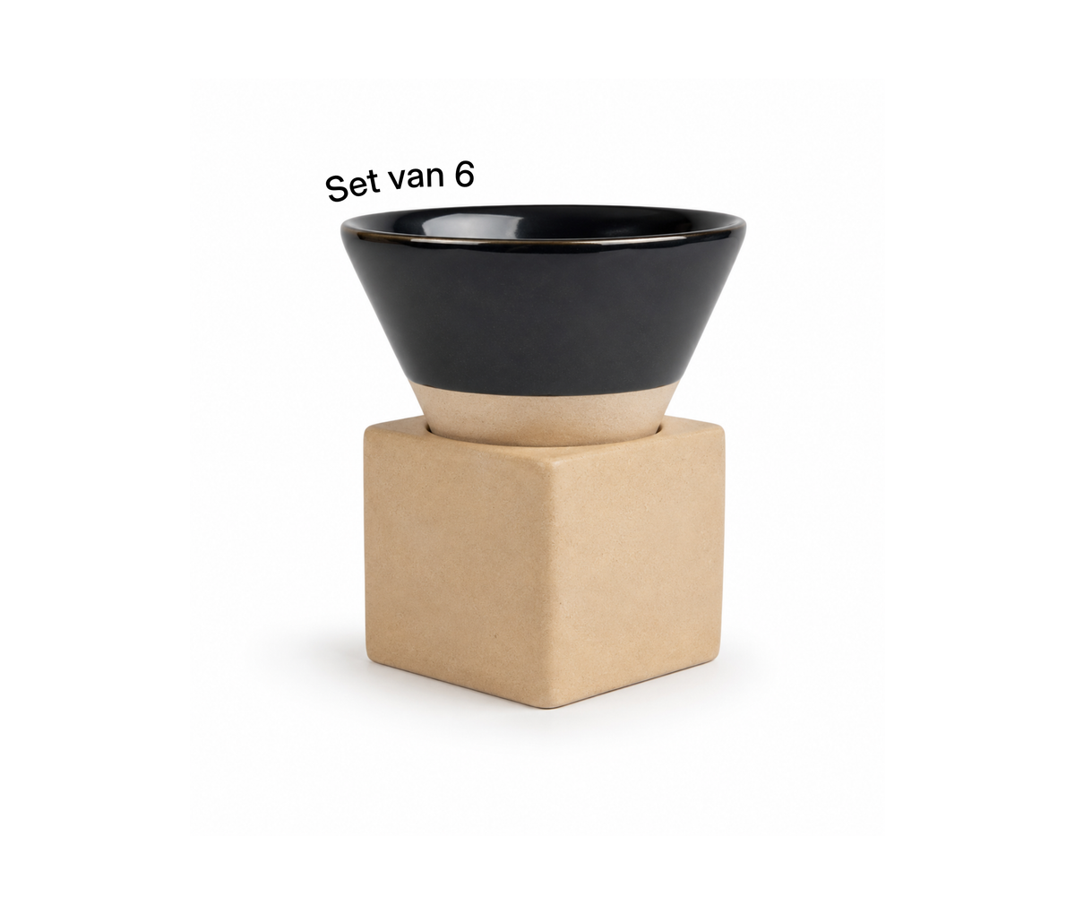 Zwarte espresso kopjes van handgemaakt aardewerk, set van 6