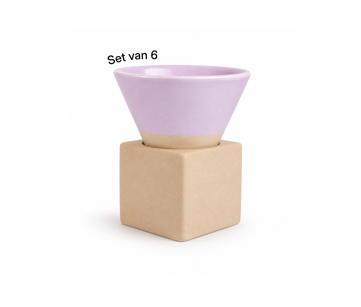 Lila espresso kopjes van handgemaakt aardewerk, set van 6