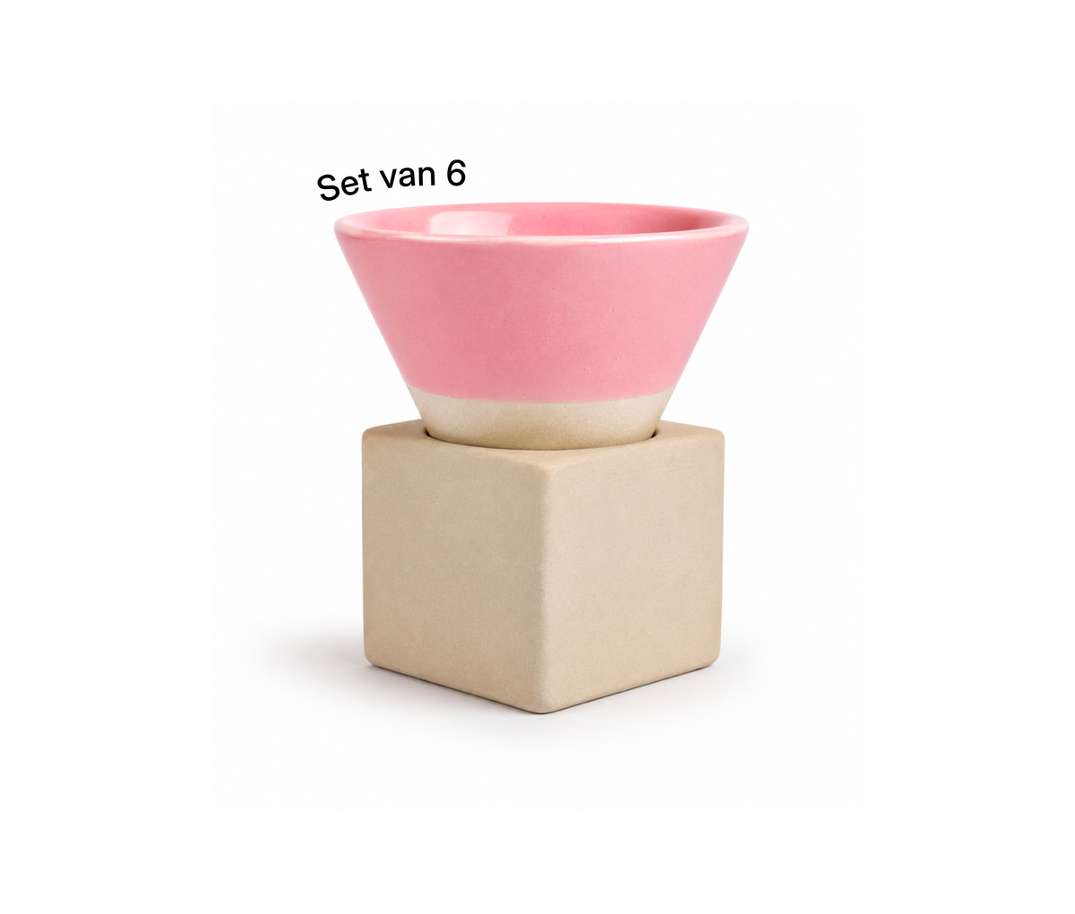 Roze espresso kopjes van handgemaakt aardewerk, set van 6